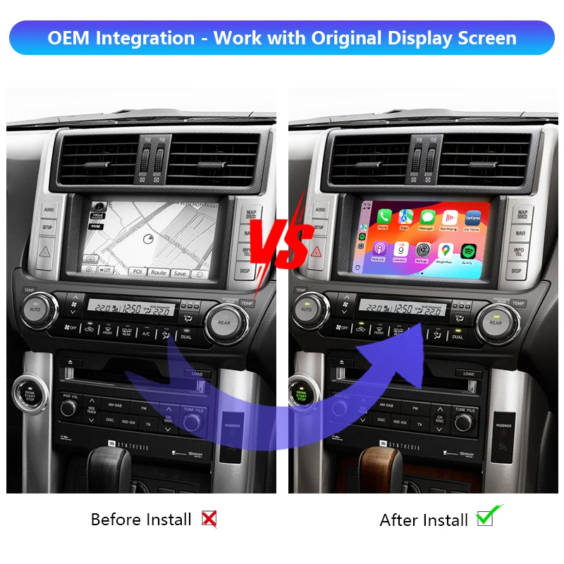 Prado Auto Electronics Wireless CarPlay And Android Auto Integration For 2008 - 2013 Toyota Prado Original Screen Upgrade