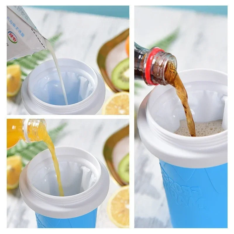 Shake Smoothies Cup Ice Cream Maker Quick-Frozen Silicone Squeeze Cup DIY Juice Milkshake Water Bottle Cooling Sand Cup Home