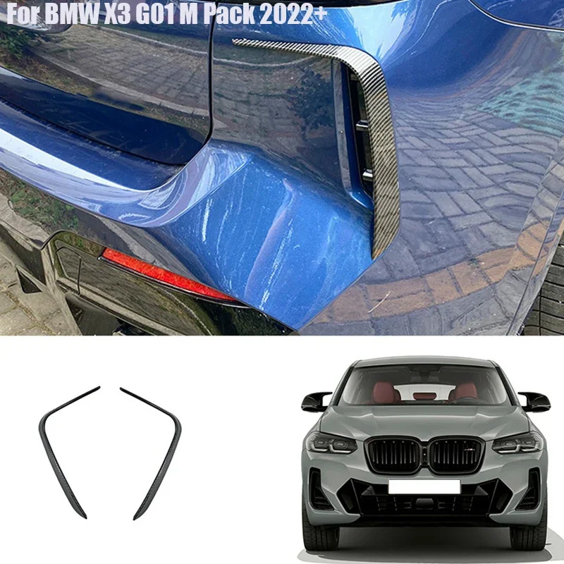 

For BMW X3 Series G01 M Pack 2022+ Car Accessories Rear Bumper Splitter Spoiler Flag Stickers Rear Canard Air Vent Trim Cover