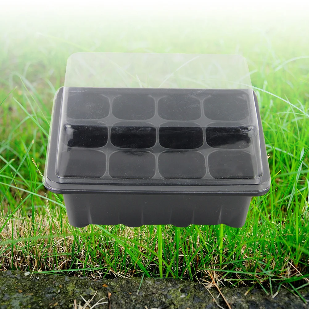 

3Pcs 12-Cell Nursery Tray Set Plastic Growing Trays 18x14x6cm Transparent Lids Sprout Plate Seed Germination Garden Planter