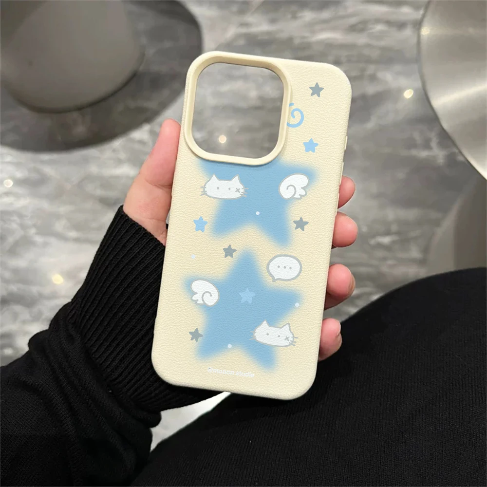 Weiße Katze Wolken-Handyhülle für iPhone 17 16 15 14 13 12 Pro Max 16 15 14 Plus 17 16 15 14 13 12 Pro 17Air Silikon-Matt-Cover – Detail 5