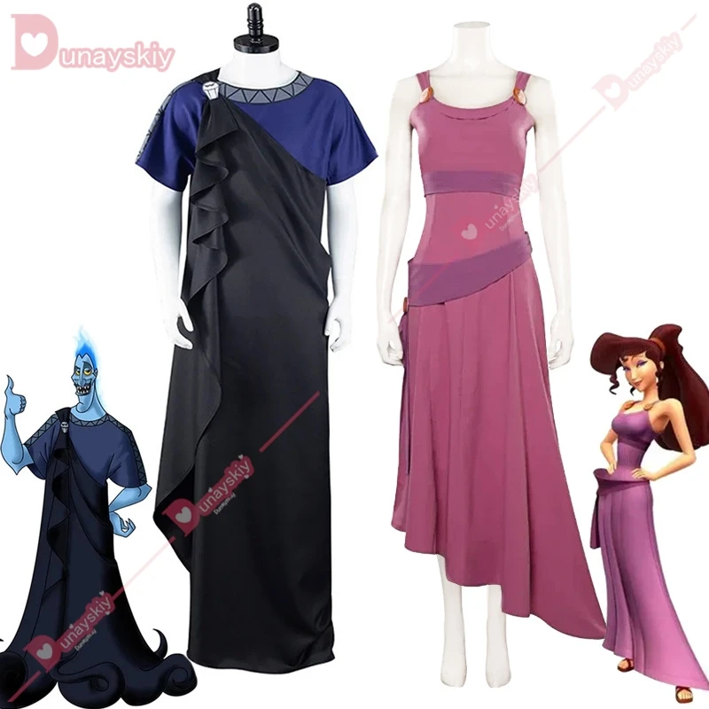 Hades Cosplay Herculers Mens Megara Costume Wigs Robe Fantasia Disguise for Adult Men Role Play Clothes Halloween Carnival Party