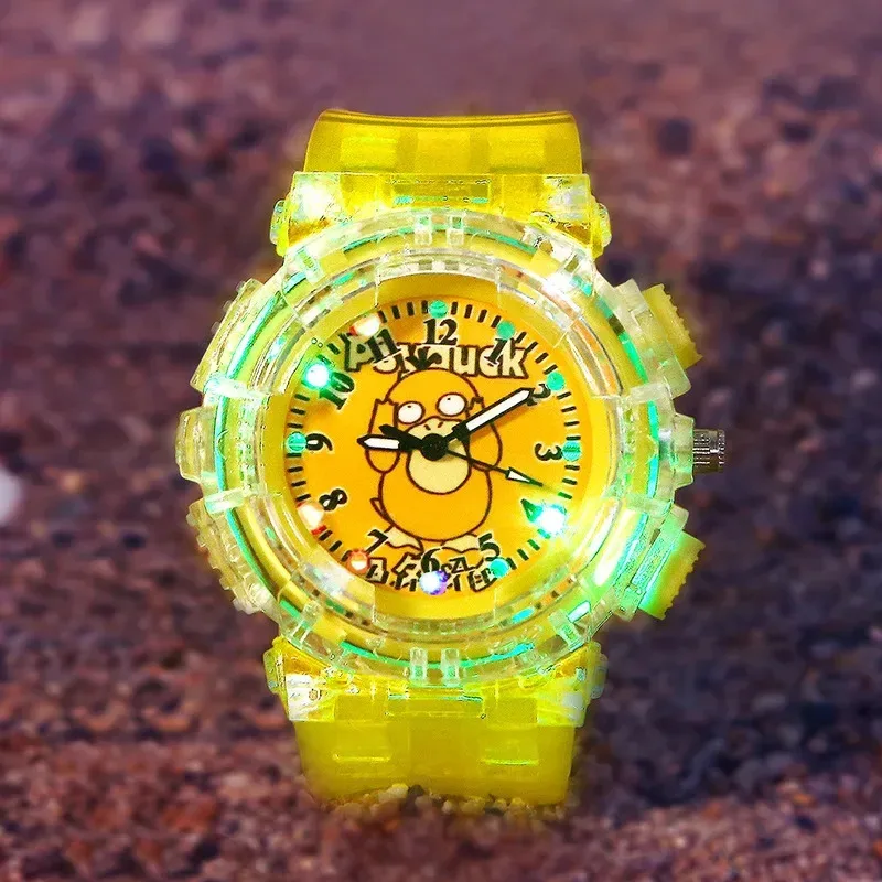 Pokemon Pikachu Watches Children Silicone Strap Colorful Light Kids Watch Student Quartz Clock 3D Cartoon Cute Quartz Clock Gift