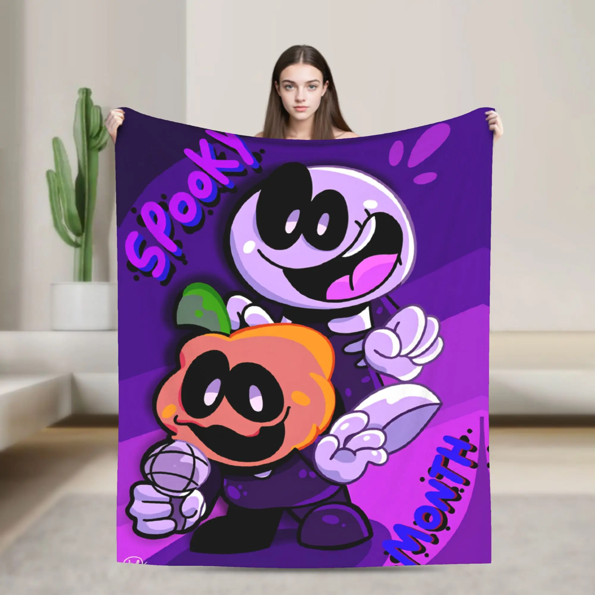 Halloween It’s-a SPOOKY month! Blankets Skid Pump Soft Warm Fun Plush Throw Blanket For Couch Chair  Flannel Bedspread Bed Cover