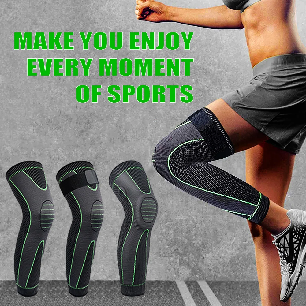 Sport Anti-slip Full Length Compression Leg Sleeves Knee Brace Support Protect for Basketball Football Running Cycling Men Women