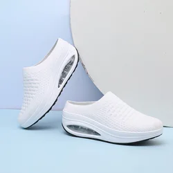 Casual Women Shoes Fashion Flying Women Heightening Air Cushion Mother Platform Nurse Rocking Travel Shoes White Shoes