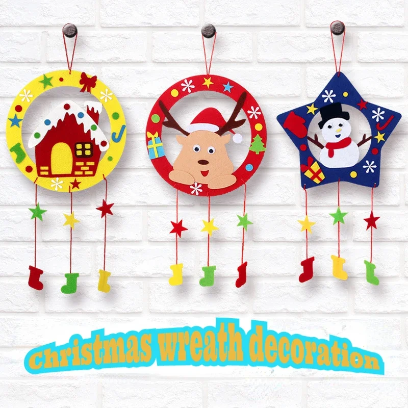 Children Felt Craft Kits DIY Non-woven Felt Garland Handmade Woven Toys Creative Pendant Gift for Kids Christmas Family Decor