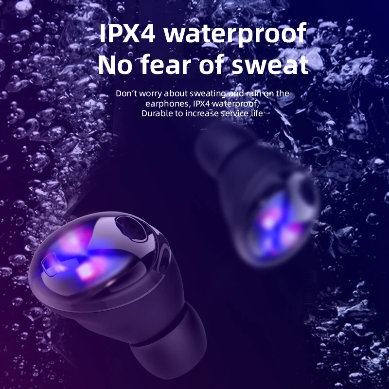 Tws Cool LED Fash Light Wireless Bluetooth 5.1 Headphones In Ear 8D HIFI Sound Headsets Sports Waterproof Sweat-Proof Earphones