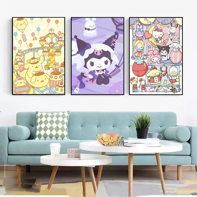 

Sanrio Poster Kuromi Melody Cartoon Anime Canvas Oil Painting Print Children's Room Wall Art Decoration Birthday Cute Gifts