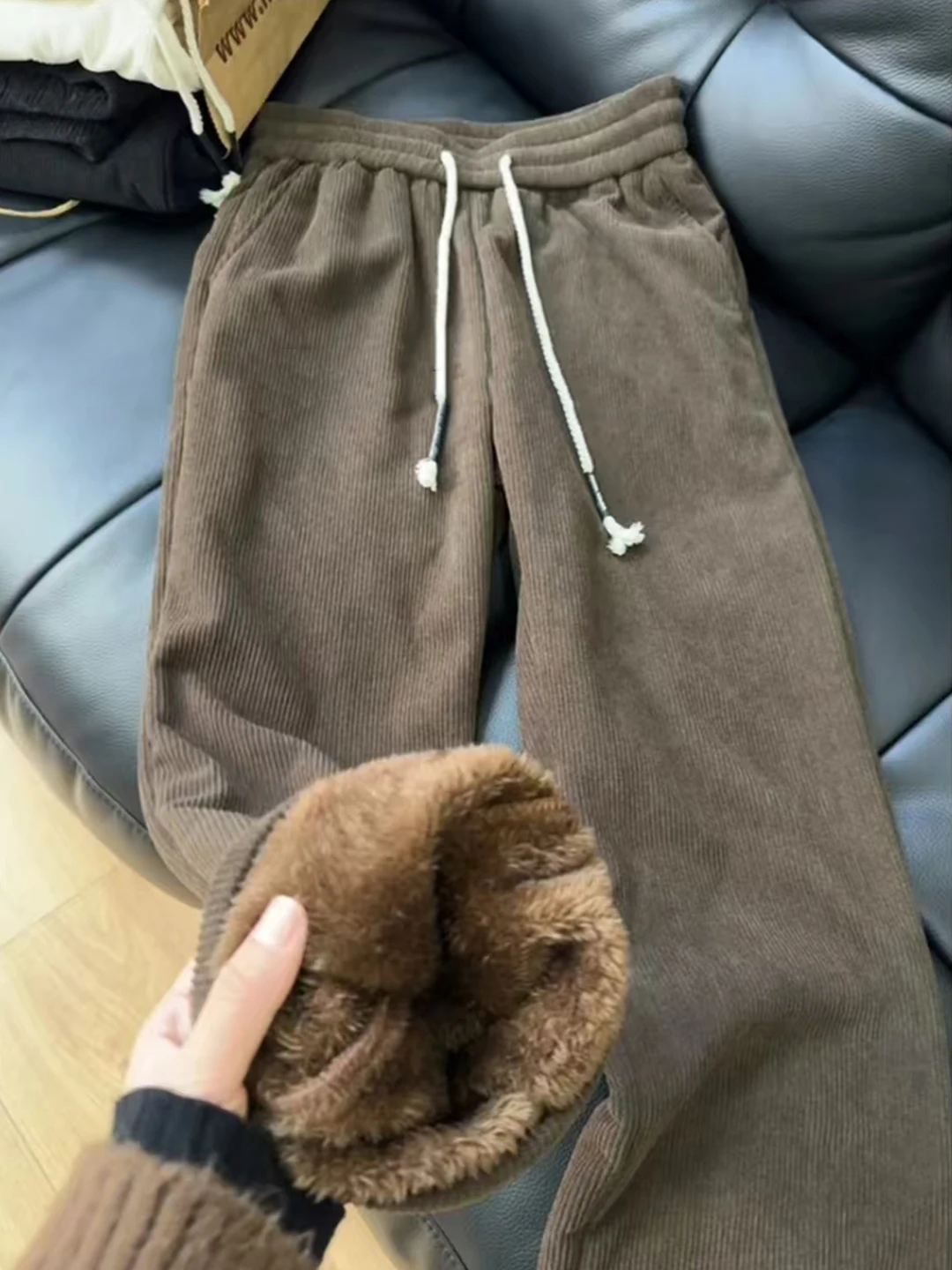 

Corduroy Men's Pants Thi Warm Winter Sports Sweatpants below Zero Cold Resistance Cotton Pants American Sle Loose Fit