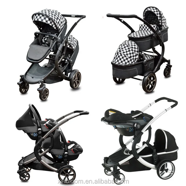 Aluminum alloy travel items 5 point Harness en1888 Baby Tandem Twins Prams