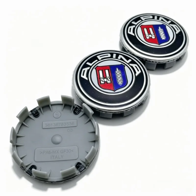 4er-Set Alpina Logo Emblem Radnabenkappen 68MM Clips 65MM Radnabenkappen Felgenabdeckungen Staubschutz Ersatz Autozubehör – Detail 5