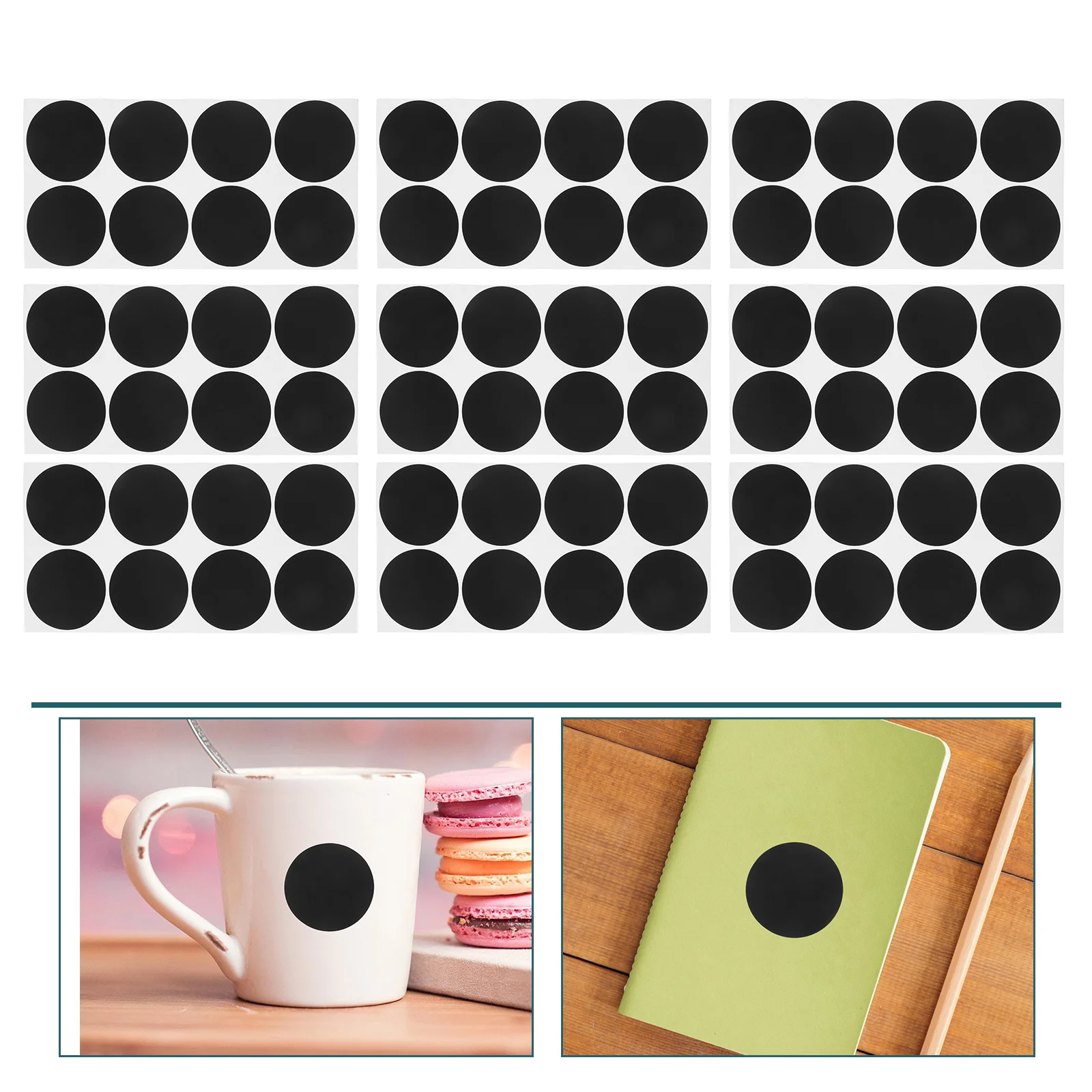 

50 Sheets Black Round Stickers Self-Adhesive Dot Labels Strong Adhesion Writable Office Use Small Stickers For