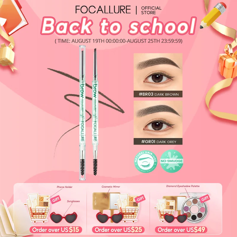 

FOCALLURE 1MM Ultra-fine Eyebrow Pen Waterproof Long-lasting Multi-use Eye Brow Liner Pencil Eyebrow Enhancers Makeup Cosmetics