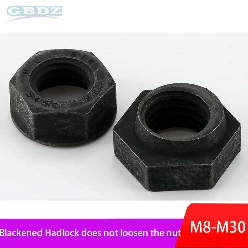 

Grade 8 Blackened M8-M30 Hardlock Anti Loosening Nut, High Strength Seismic And Anti Detachment Mechanical Screw Fastener