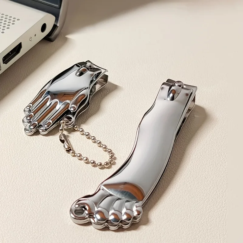 Tagliaunghie in acciaio inossidabile con catena, forbici per unghie creative per strumento per manicure domestico Divertente manicure per mani e piedi