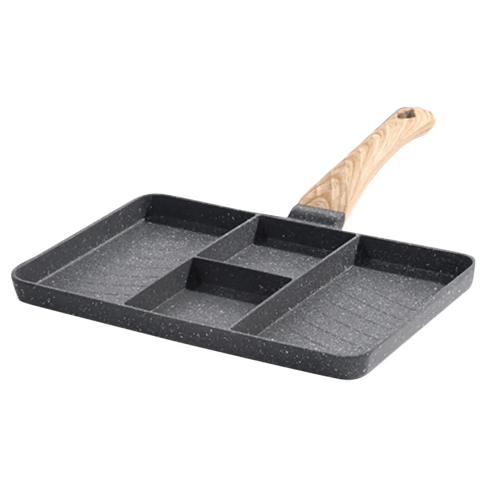 

Non-Stick Egg Frying Multi-Groove Breakfast Cooking Pan Aluminum Alloy Handle For Daily Use Kitchen Steak Pan