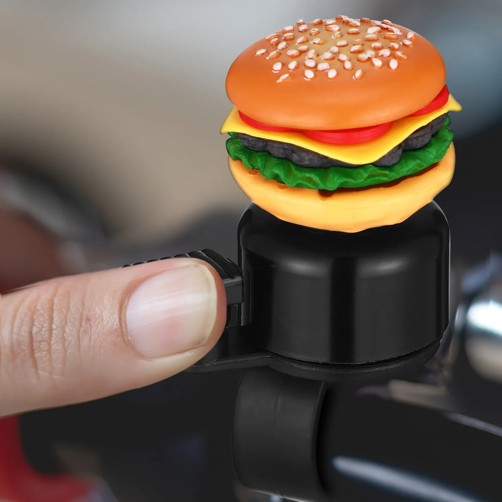 

Cute Burger Shape Bicycle Scooter Kids Accessories Sturdy Metal Warning Bell For Handlebars Clear Sound Mountain Bike Road