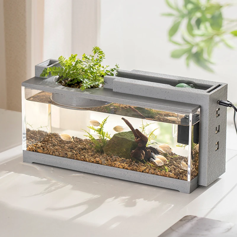 

Micro landscape fish tank small creative filtering silent flow office desktop fish aquarium home decoration heated tropical