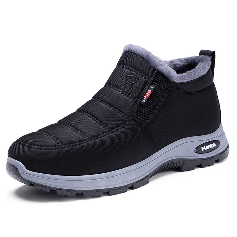 New Cotton Men's Shoes Snow Outdoor Warm Cotton Boots Fleece and Thickened Ankle Boots Soft-soled Comfortable Cotton Shoes Flats