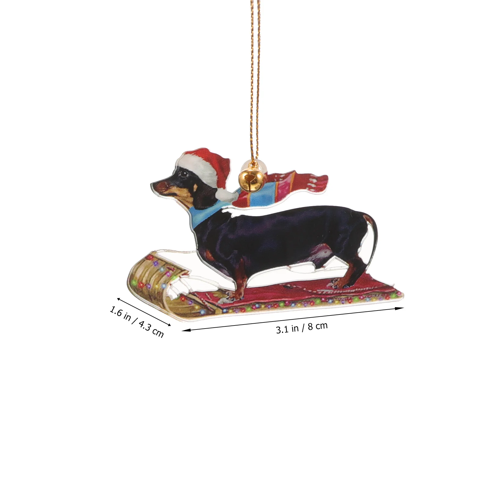

2 Pcs Christmas Pet Decorations Dachshund Winter Ornaments Car Pendant Figurine