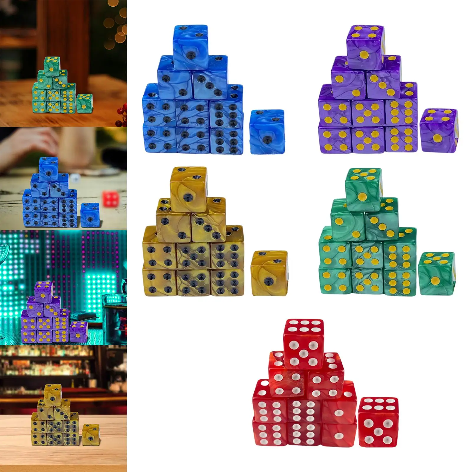 

10Pcs 6 Sided Dices Set Six Sided Gaming Dice Math Teaching Toys Party Game