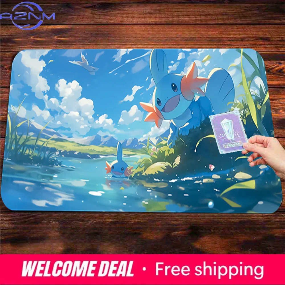 Mudkip in Sunny River Scenery Large Gaming Mouse Pad
