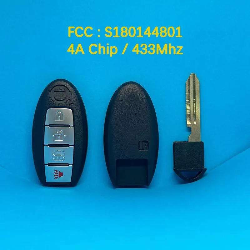 CN027077 Aftermarket 4 Button Smart Remote Insert Key Fob 4A Chip 433Mhz FCC S180144801 For N-issan Altima