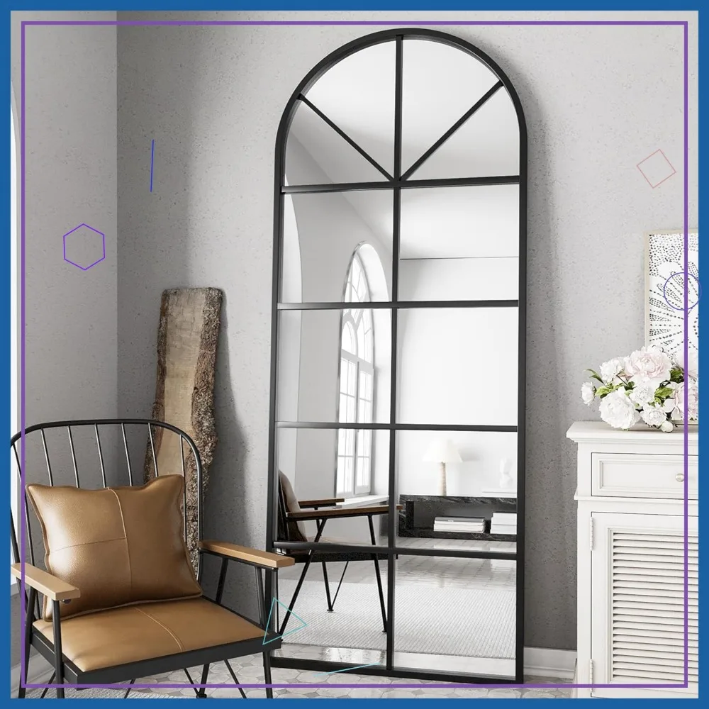 

64x21 арочное напольное зеркало, настенное зеркало в полный рост с алюминиевой рамой для гостиной, подвешивания или наклона