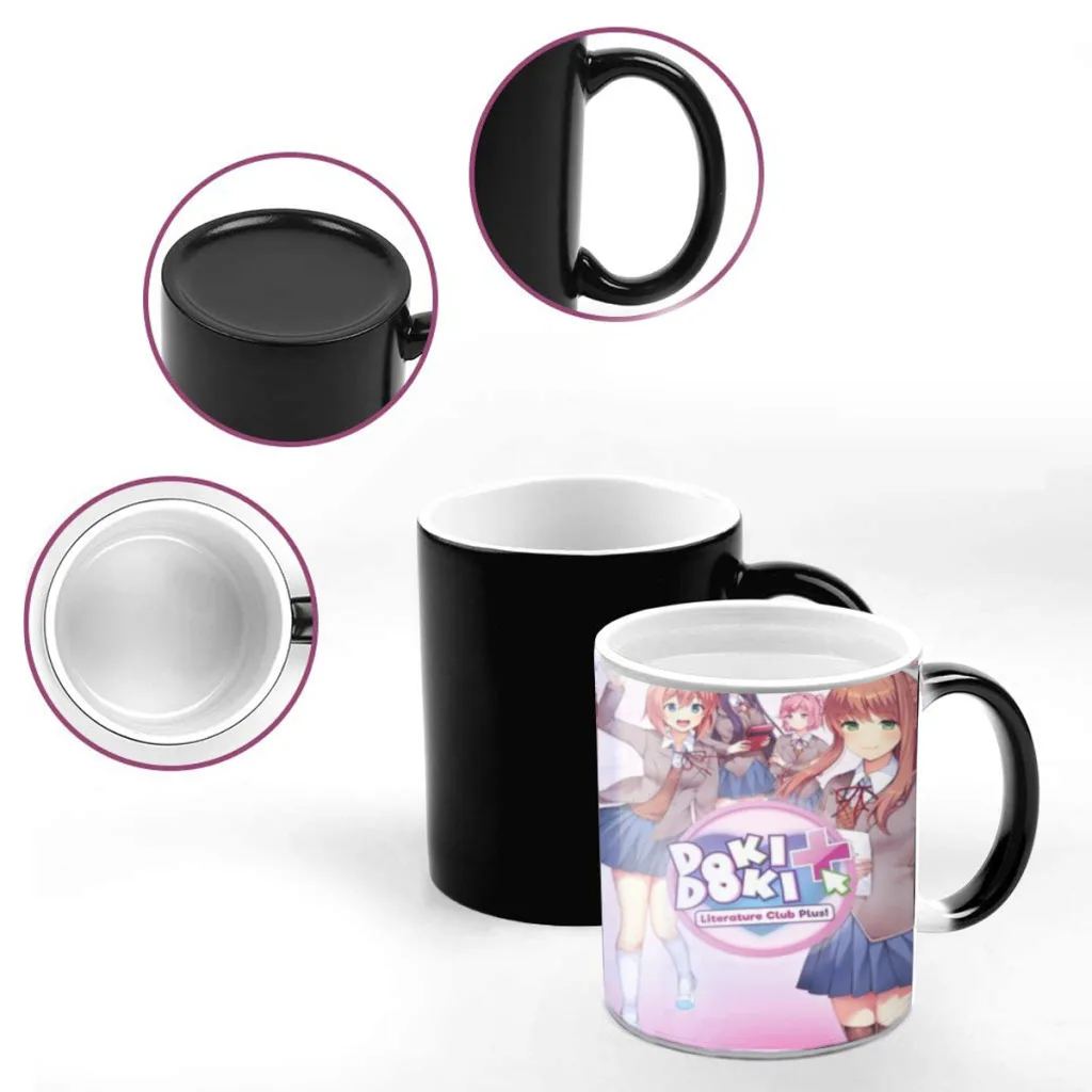 DDLC D-Doki L-Literature One Piece Coffee Mugs And Mug Creative Color Change Tea Cup Ceramic Milk Cups Novelty Gifts