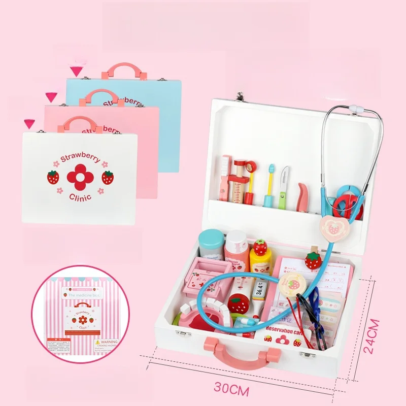Children's wooden makeshift home simulation medicine box doctor set nurse boy girl baby role-playing toy