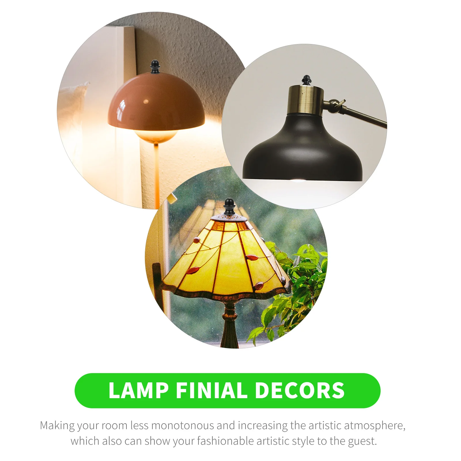 

2pcs Horn Frame Decorative Head Lamp Shade Finial Knob Zinc Alloy Cap for Table Floor Lamps Modern Style Room Artistic