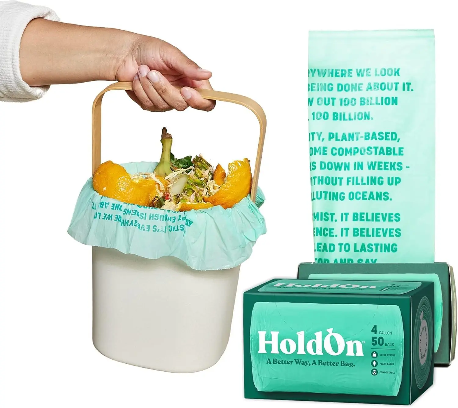 

4 Gallon Small Trash Bags for Kitchen Bin - Plant-Based Garbage Bags with Triple-Ply Strength for Bathroom Office 100 Count