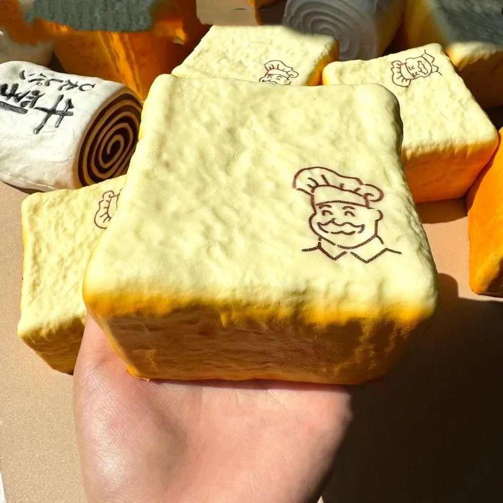 Moist Thick Simulated Bread Toast Squeeze Slow Rising Soft Texture Grandpa Toast Squishy Toy Foam Finger Suction