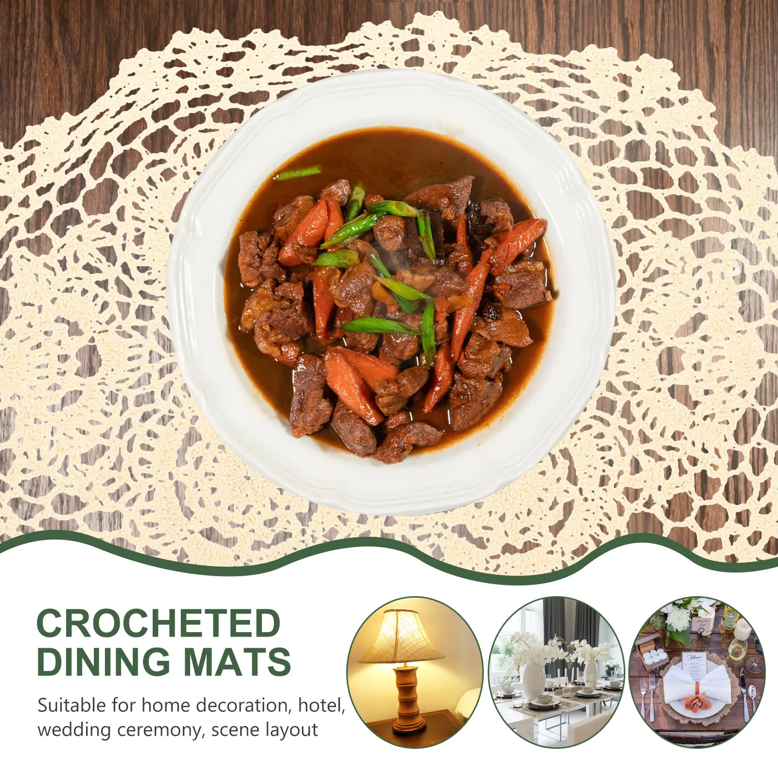 

Cotton Placemat Set of 4 Rustic Design Table Mat for Home Party Decor Small Tablecloth Craft Dining Table Ornament