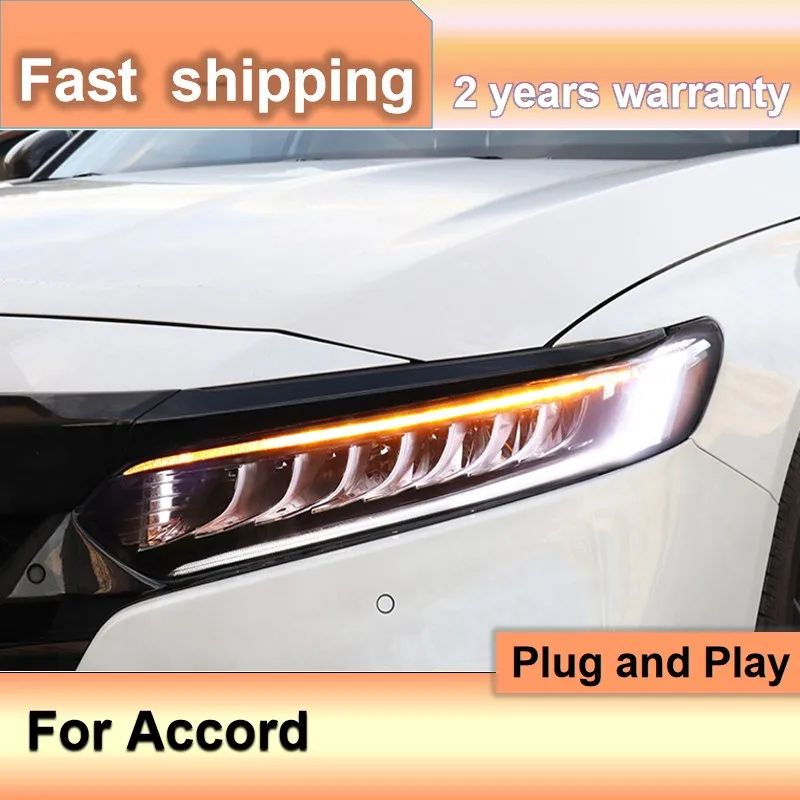 Car Accessories for Honda Accord Head Lamp 2018-2021 Accord Headlights DRL Turn Signal High Beam Projector Lens