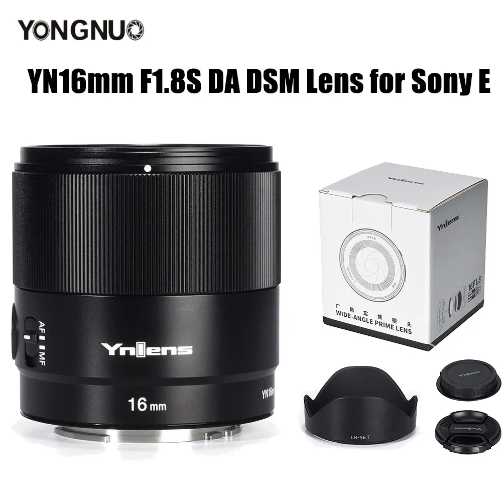 

YONGNUO Camera Lenses YONGNUO 16MM YN16mm F1.8S DA DSM Large Aperture Wide Angel Prime Lens for Sony E Mount