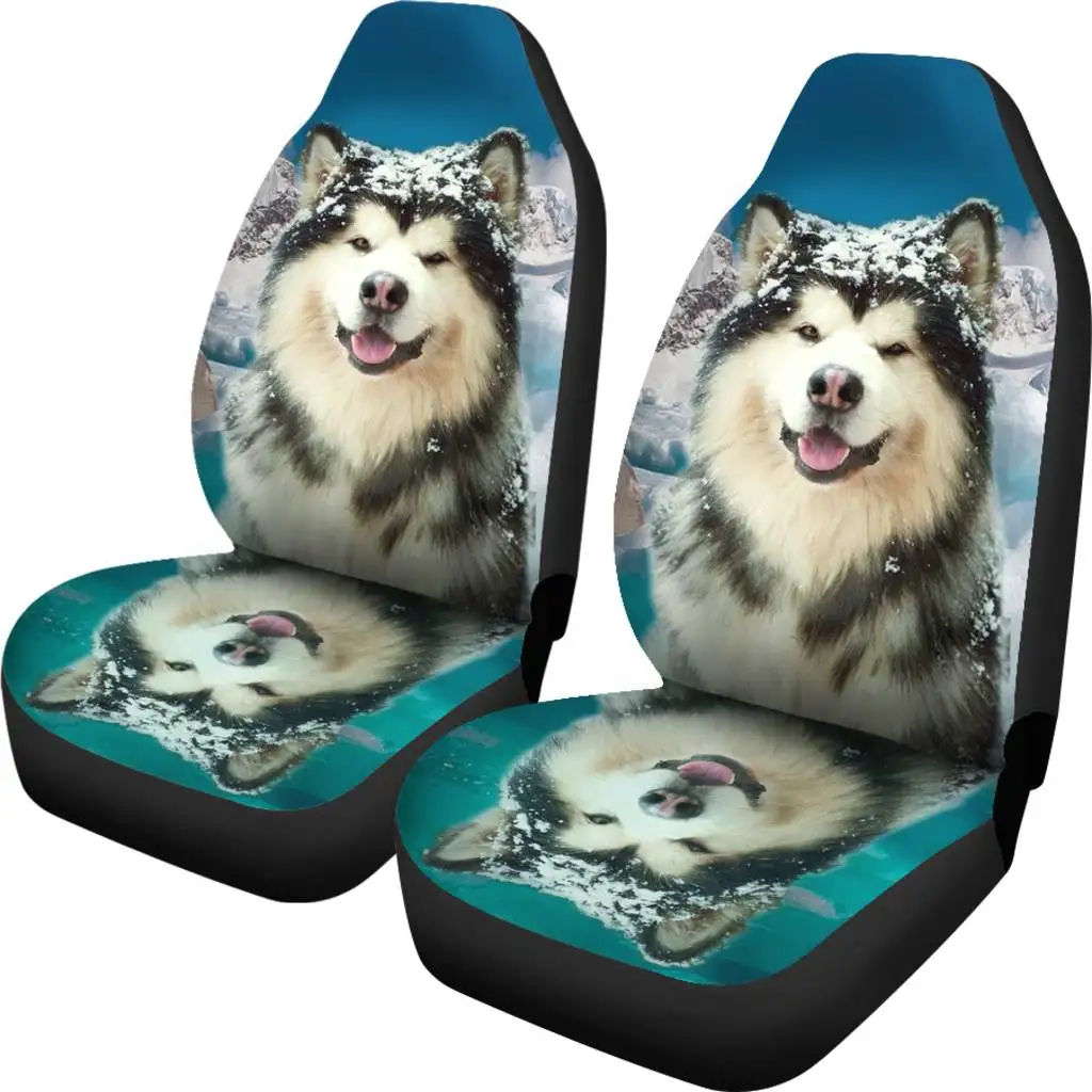 Auto Accessories Set Alaska/Chihuahua Print Car Seats Cover Set 2Pcs Front Seat Protector Universal Auto Interior for Woman Gift