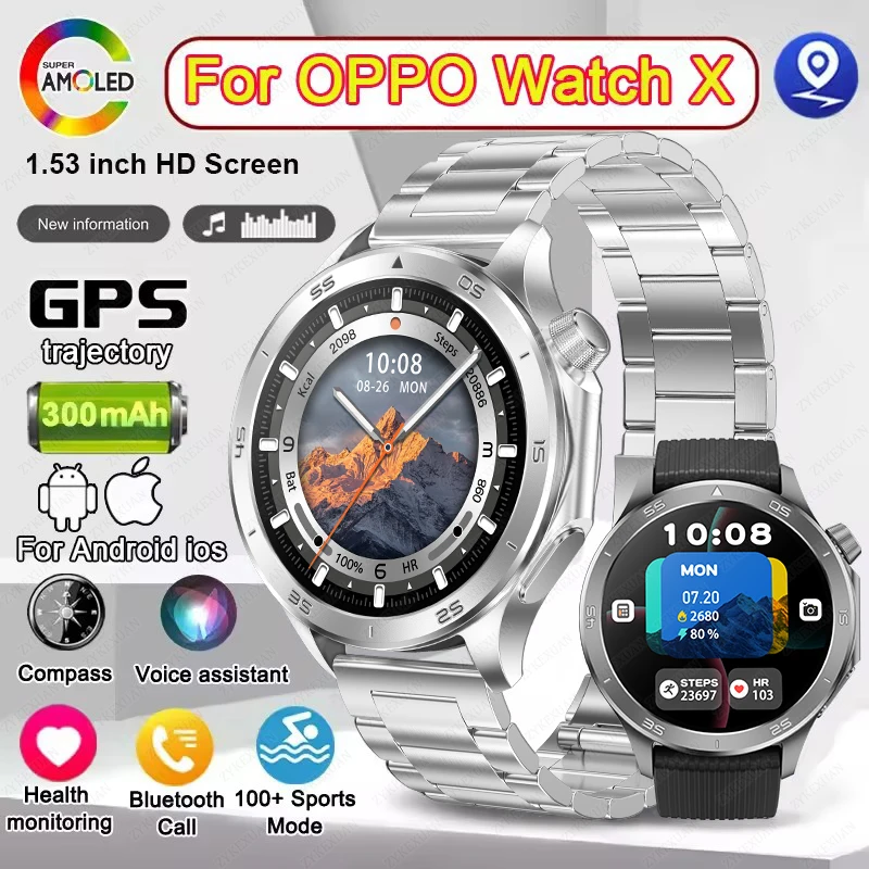 

Новинка 2024 года для OPPO Watch X2, GPS-трек, умные часы для мужчин, компас, высотомер, водонепроницаемые, Bluetooth-вызов, AMOLED-экран, умные часы для женщин