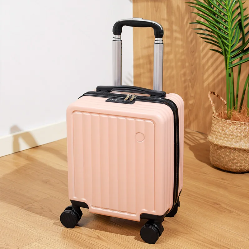 Maleta pequeña de 14 pulgadas con cerradura de combinación, maleta de transporte con ruedas Universal en tono claro, cubierta de carrito de viaje