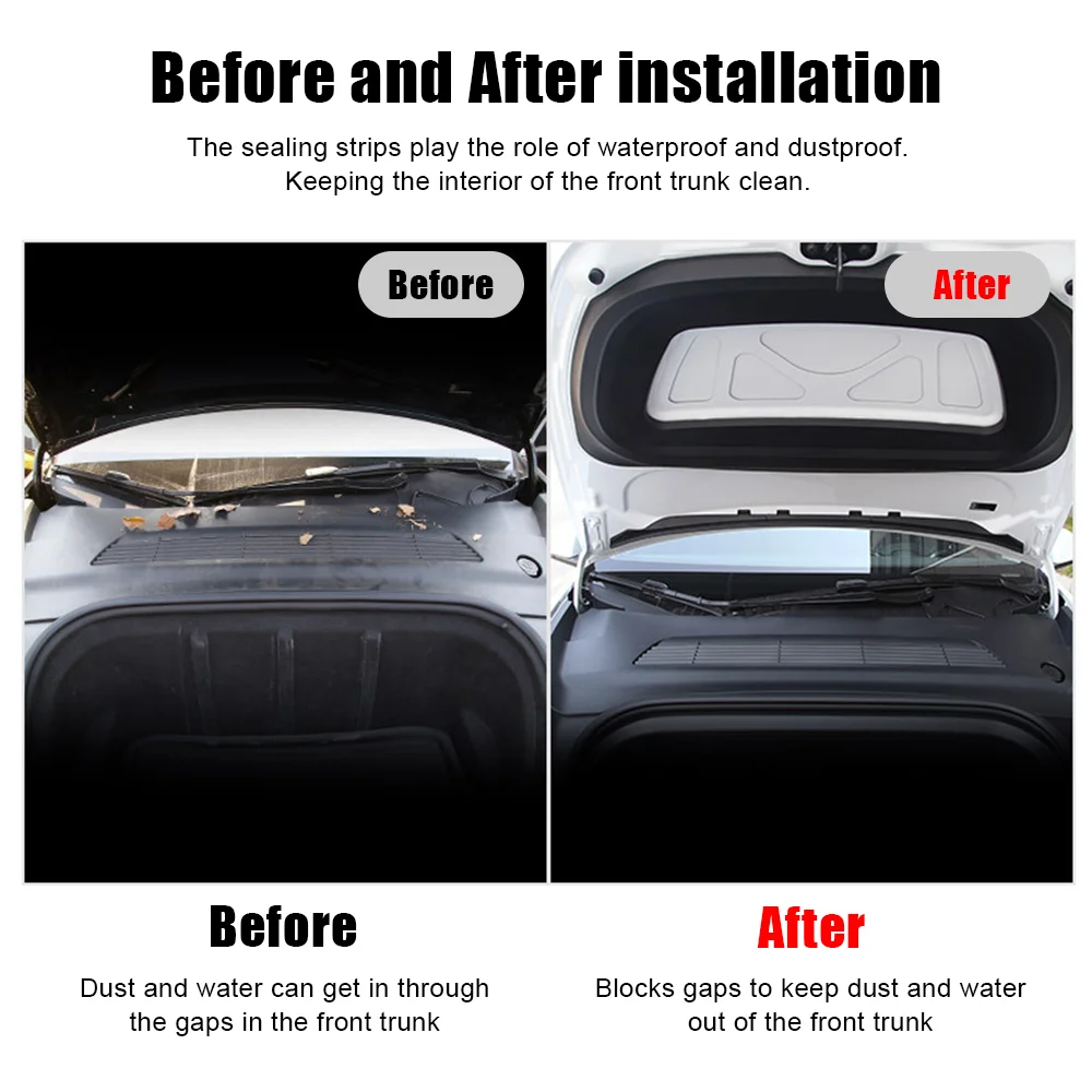 Front Trunk Hood Water Strip For Tesla Model Y, Water Seal Retaining Strip Weather Rubber Air Vent Intake Protection Accessories
