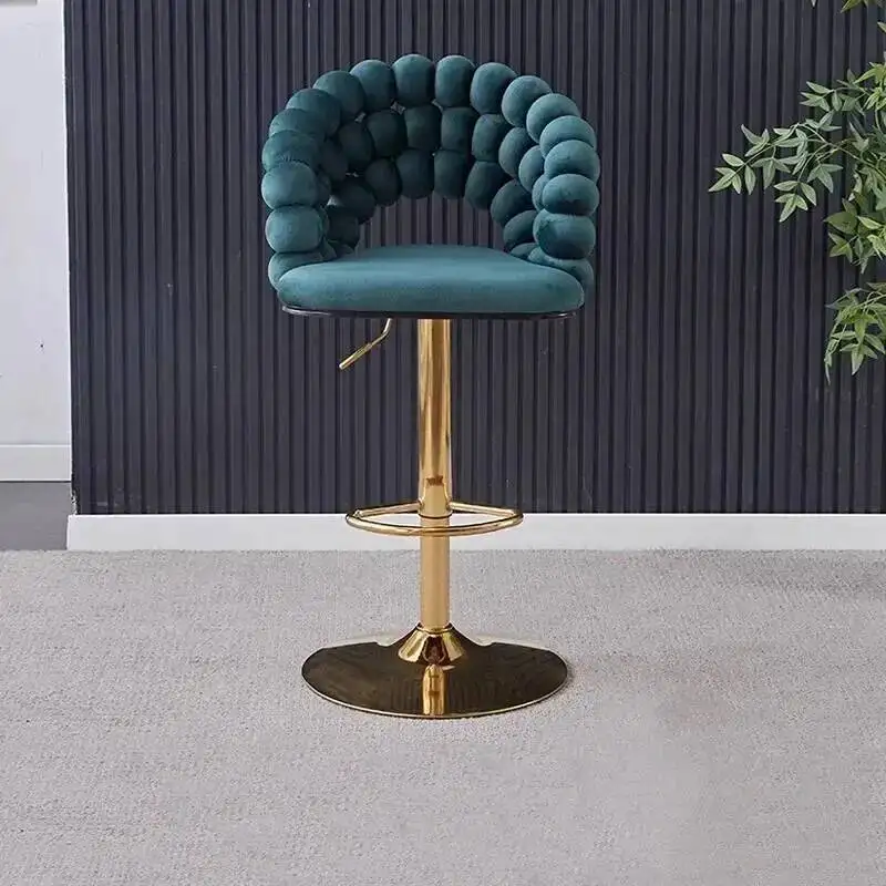 

Light Comfortable Creative Bar Luxury Back Stool Home Liftable Reception Back Chairs Island Table High Foot Leisure Dining Stool