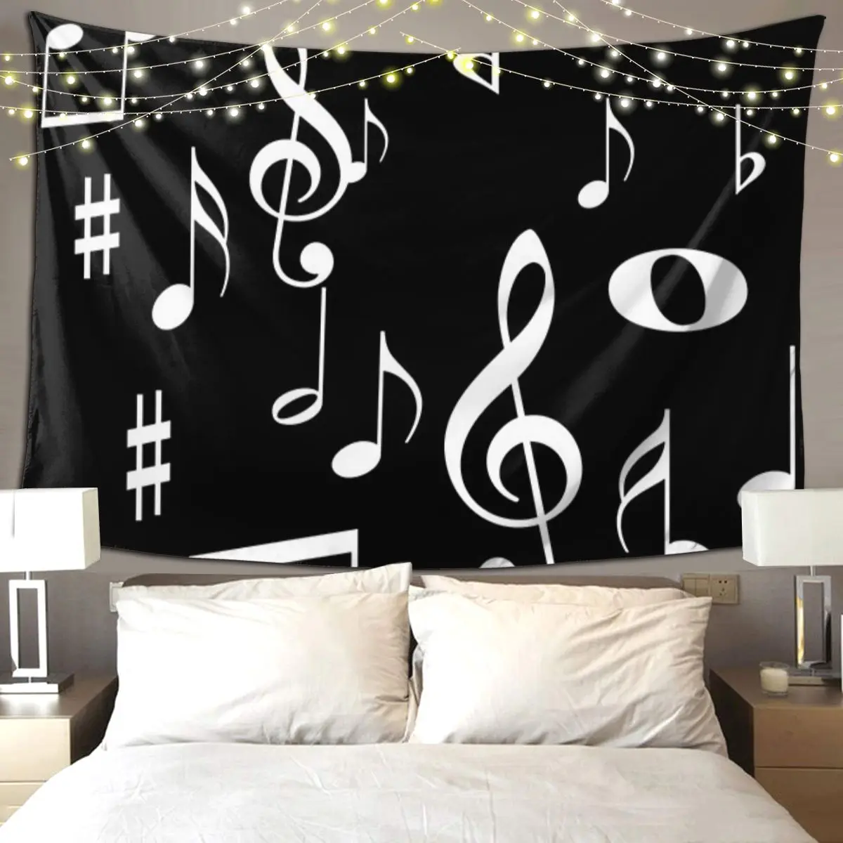 

Гобелен с музыкальными нотами, забавный настенный эстетический домашний декор, гобелены для гостиной, спальни, общежития, комнаты