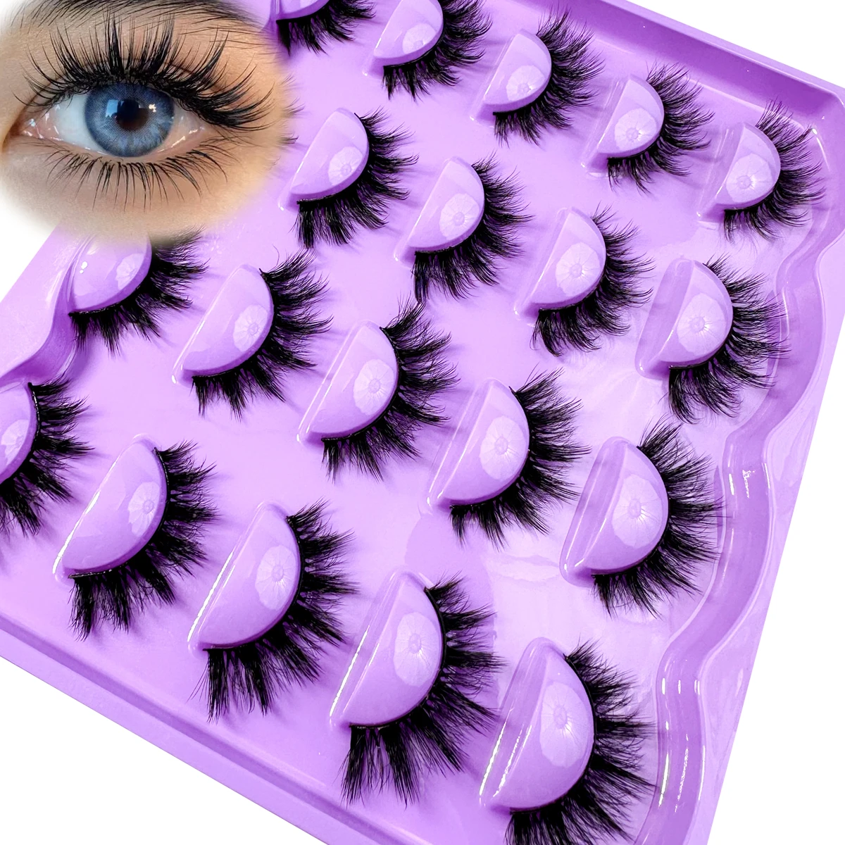 10Pairs Lashes 3D Mink Lashes Fluffy Reusable Lashes Mink False Eyelashes Soft Wispy Natural Cross Eyelash Extension Makeup