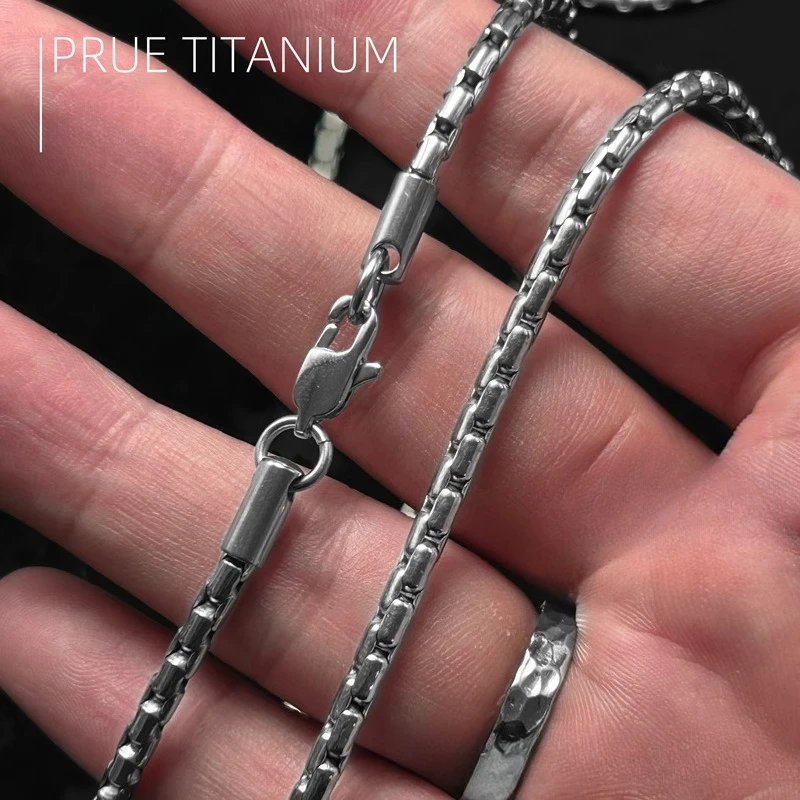Fashion 3.3mm TA1 Pure Titanium Snake Chain Necklace For Men Women Unisex Long Collarbone Chain Allergy-Free Ti Chain Necklaces