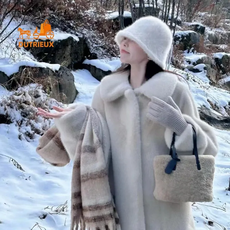 

Winter Lapel Real Mink Fur Women's Coat, 100% Mink Fur, Warm Genuine Mink Fur Women's Fur Jacket for Party, Skating and Travel