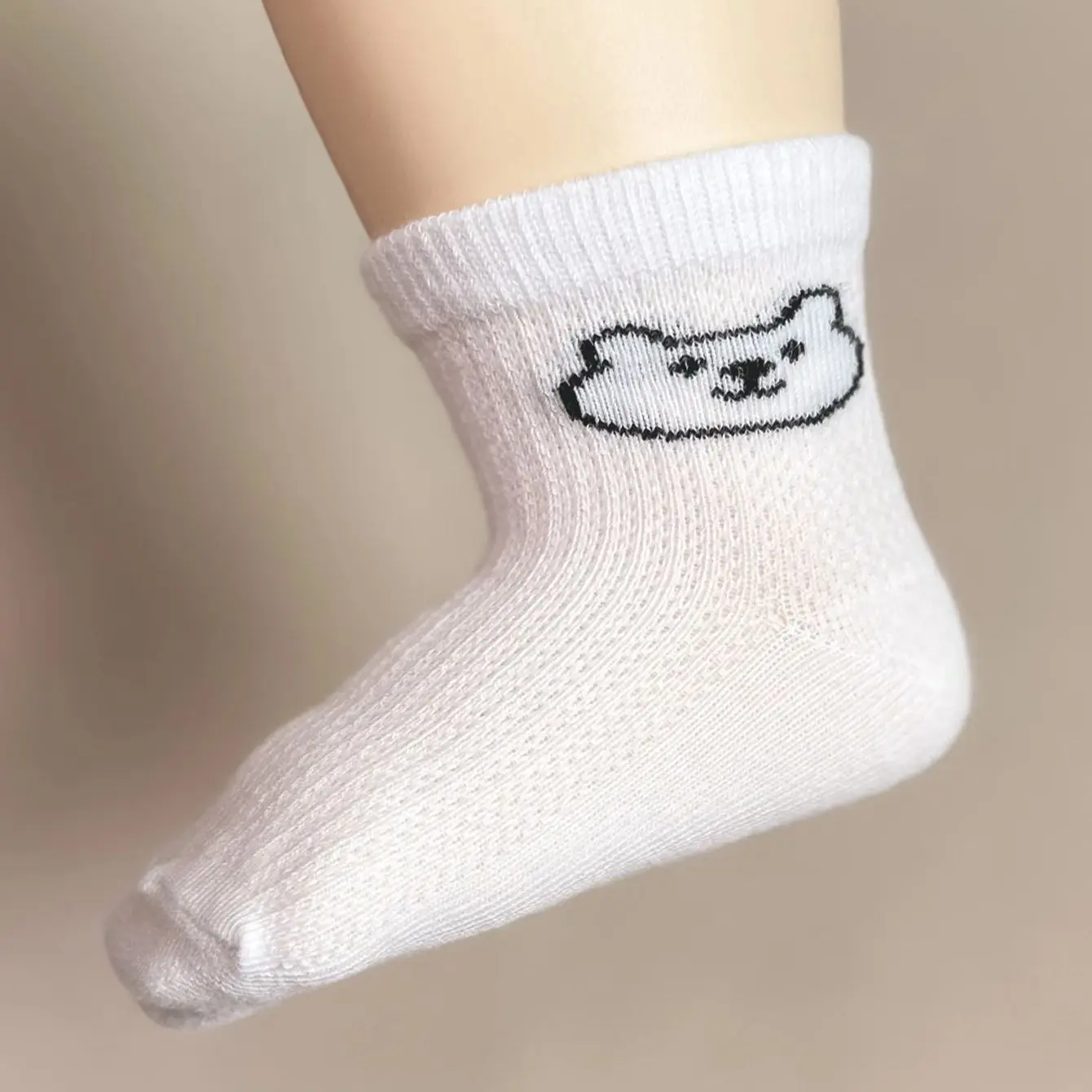 5pairs/set Infant Cartoon Solid Color Baby Socks Soft And Comfortable White Mid-Calf Socks For Daily Life