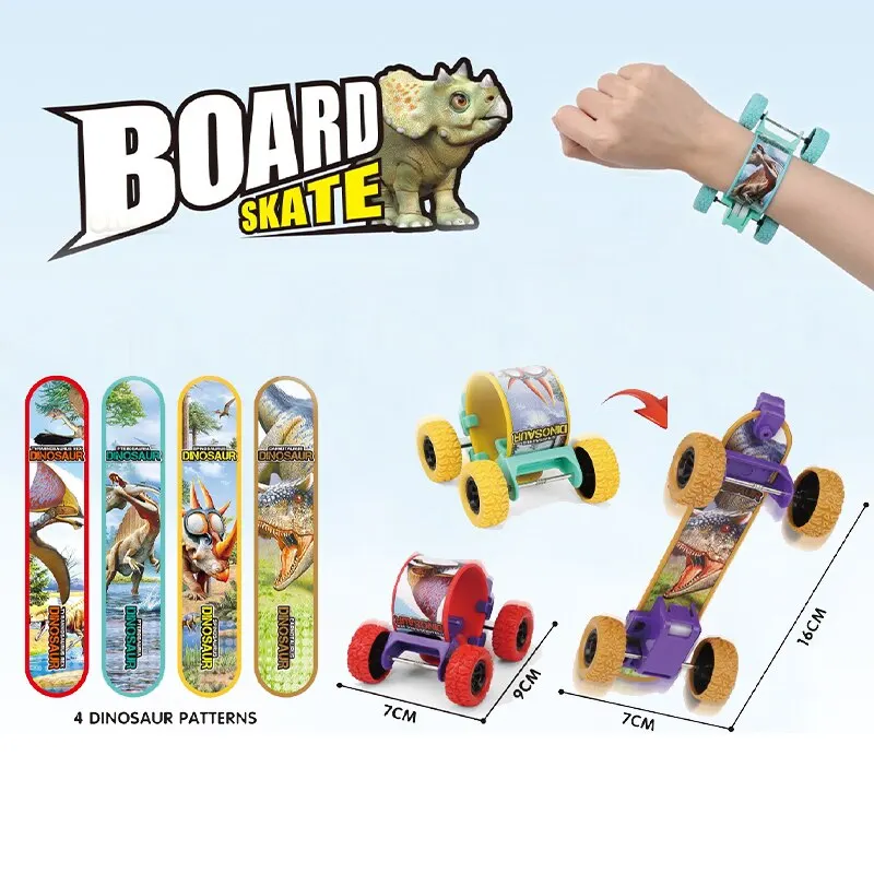 Clap Clap Bracelet Glow Recoil Skateboard Dinosaur Graffiti Creative Pop Circle Collision Transforming Toy for Children