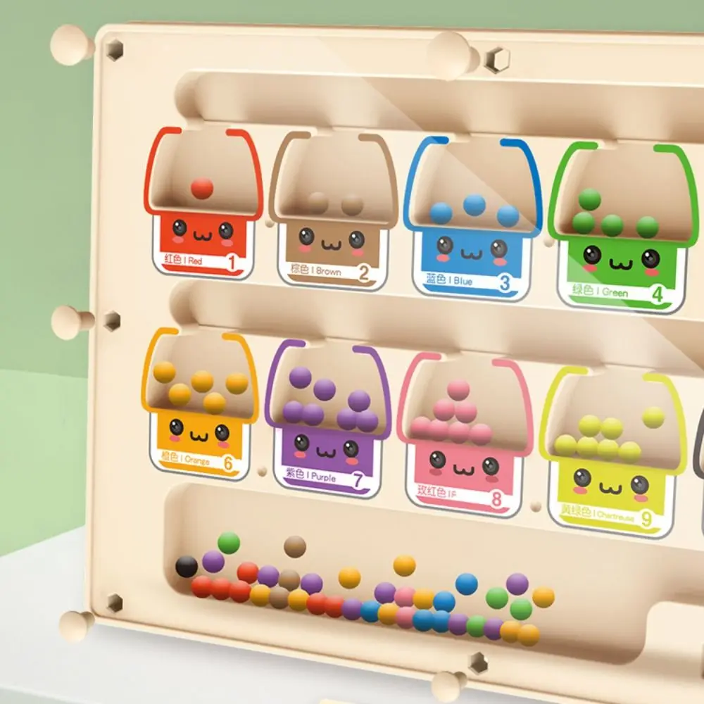木製マグネットゲーム 2in1 子供の集中力トレーニングおもちゃ カラフルで楽しいマグネット色分けゲーム