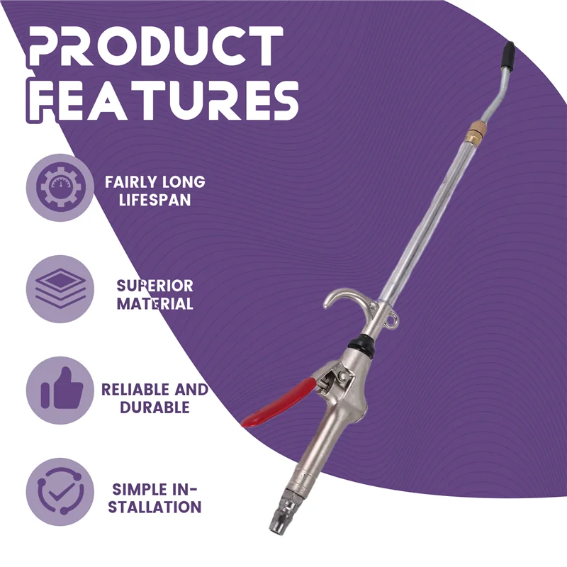 Pistola pneumatica per soffiaggio d'aria per autoveicoli - Pistola per polvere con ugello retrattile - Pistola per soffiaggio polvere in lega di alluminio - Accessori per compressori d'aria-A74P